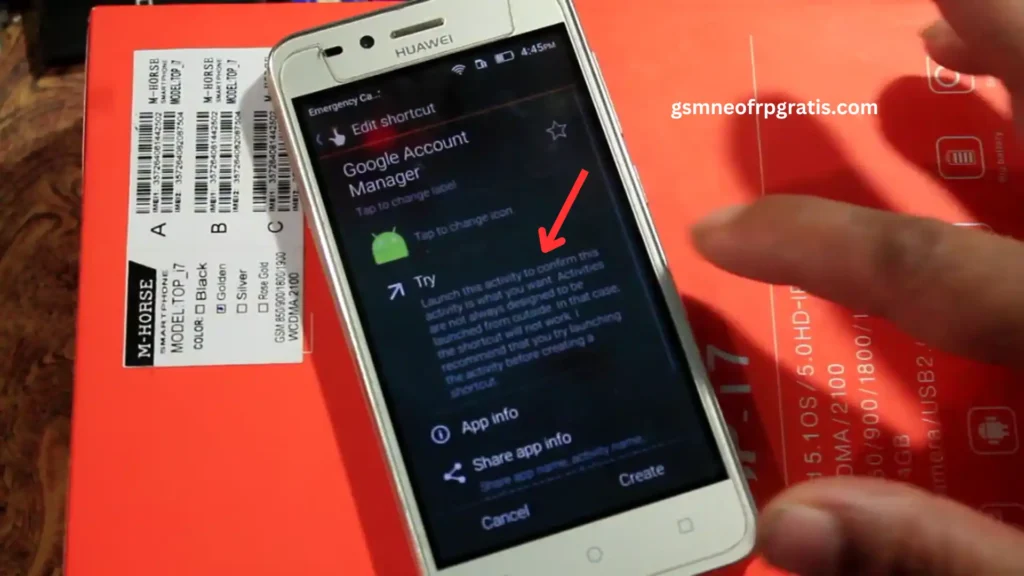 Home Page 118 Haga clic en Intentar en QuickShortcutMaker (herramienta frp de Gsmneo)
